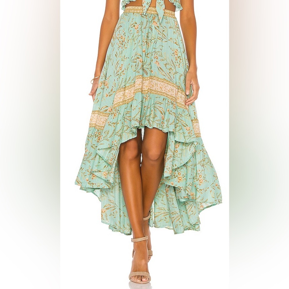 SPELL High Lo Flowy Maisie Skirt in Vintage
Turquoise Size Medium